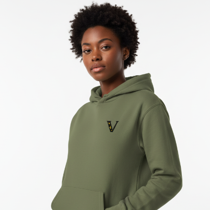 White/Green Heavyweight Hooded Sweater